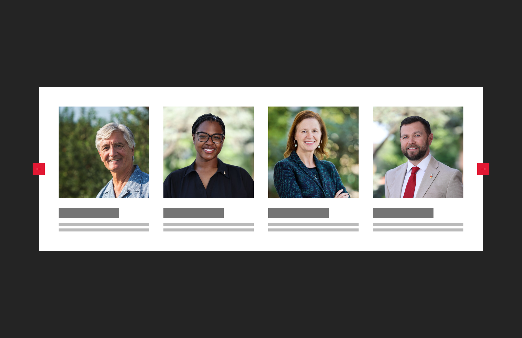 4 people portraits in a carousel format