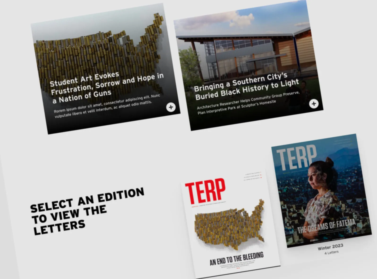 Card components in a staggered layout