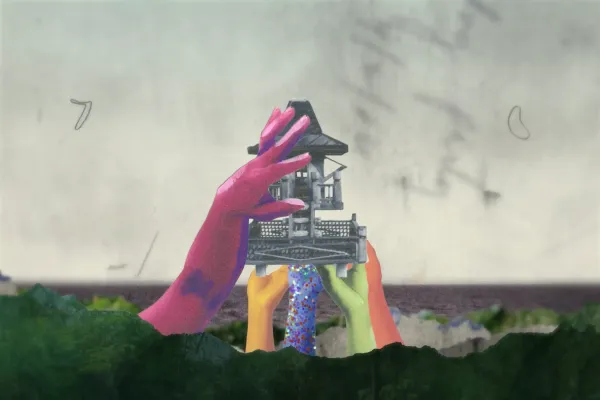 Art exhibit - multicolored hands