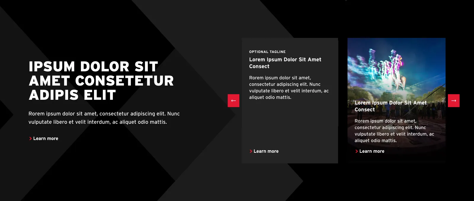 Image of a card carousel with placeholder content and copy