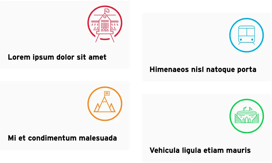 staggered icon cards