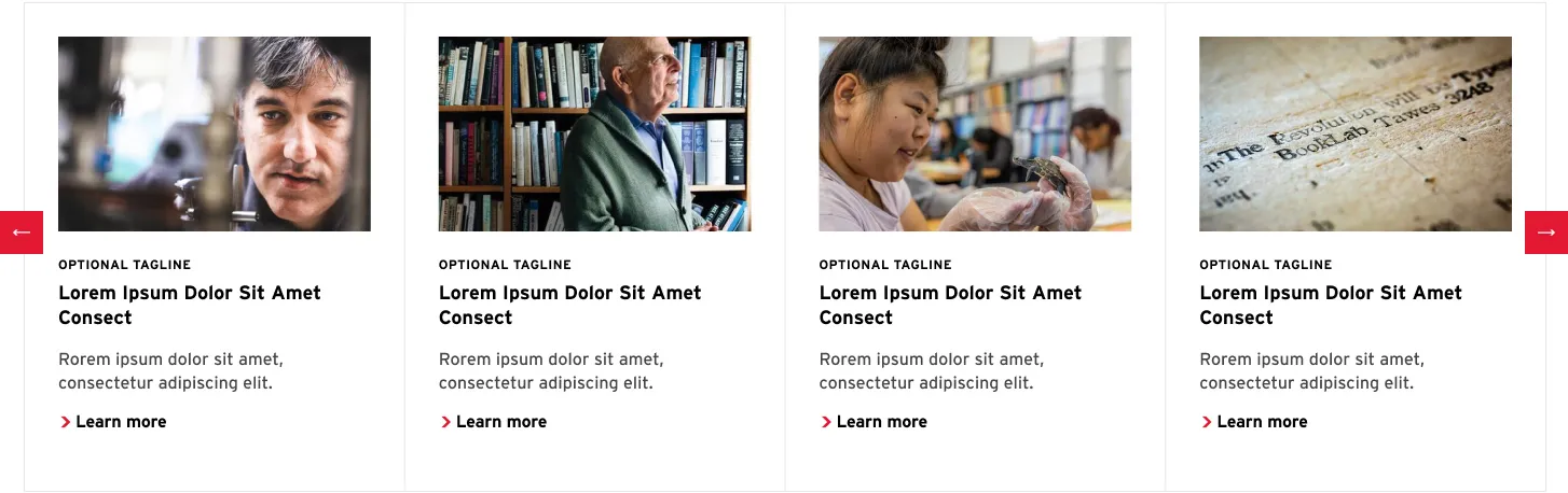 Thumbnail carousel component with placeholder content